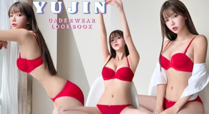 Eugene模特Intense red内衣lookbook拍摄现场可爱内衣穿搭