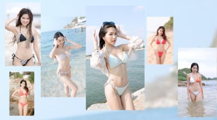 海滩上的白芬比基尼